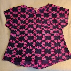 Lilly Pulitzer Get Hoppy Pink Frog 100% Silk Blouse Women's Size XS